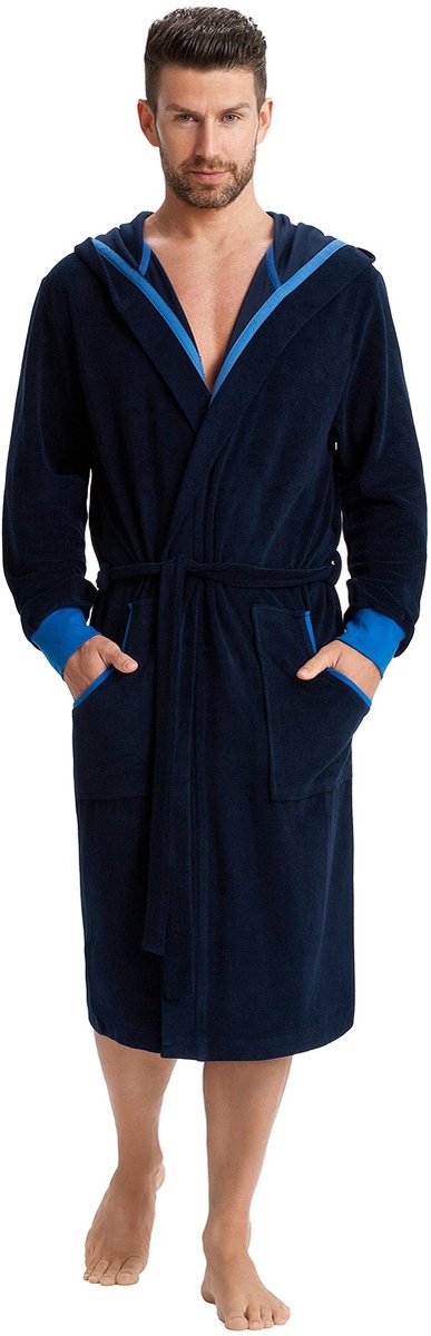 Solidchoice - Elegante Mannen Badjas met Kap en Zakken