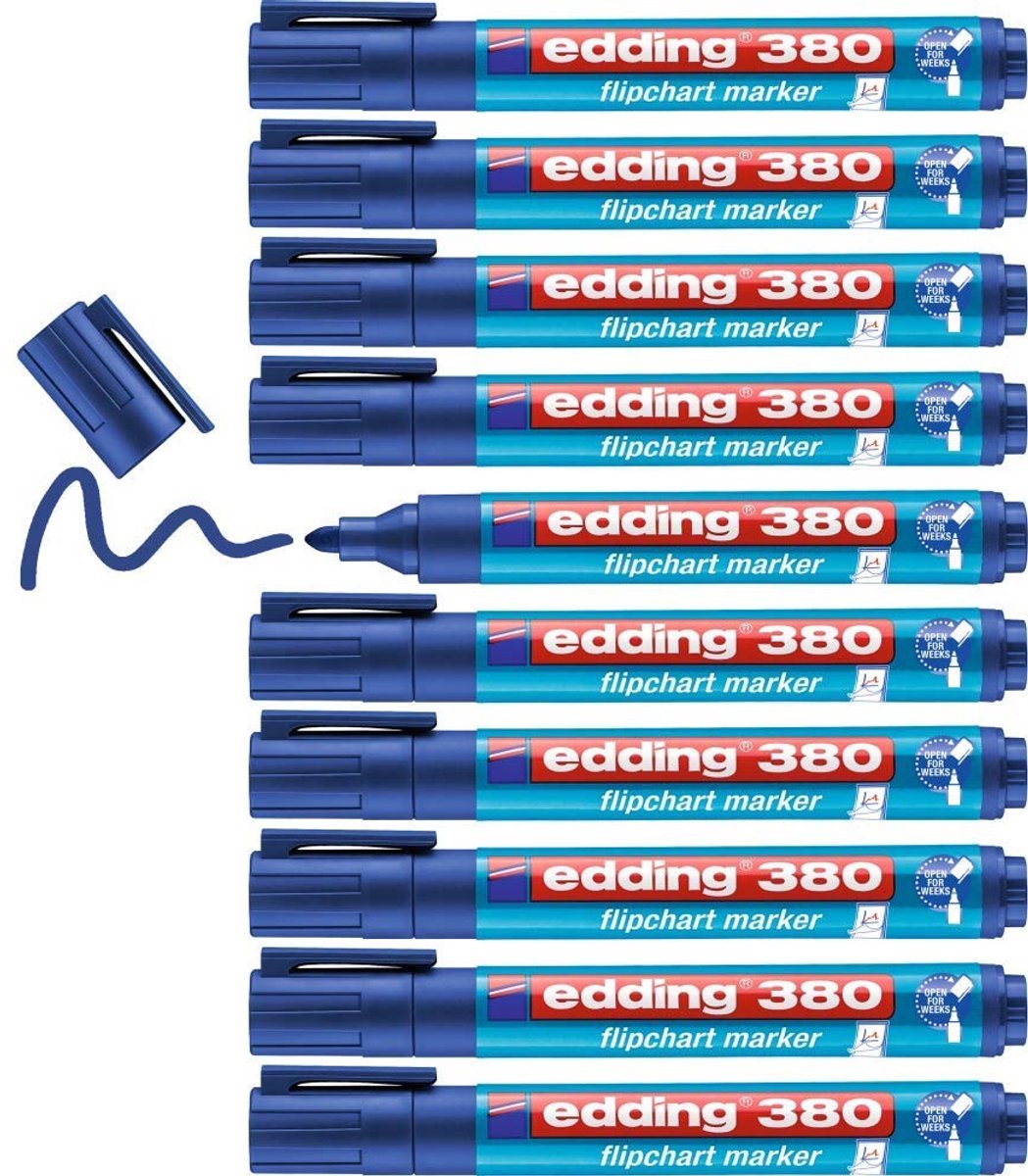 Solidchoice - Set van 10 Flipchart Markers - Blauw met Ronde Punt