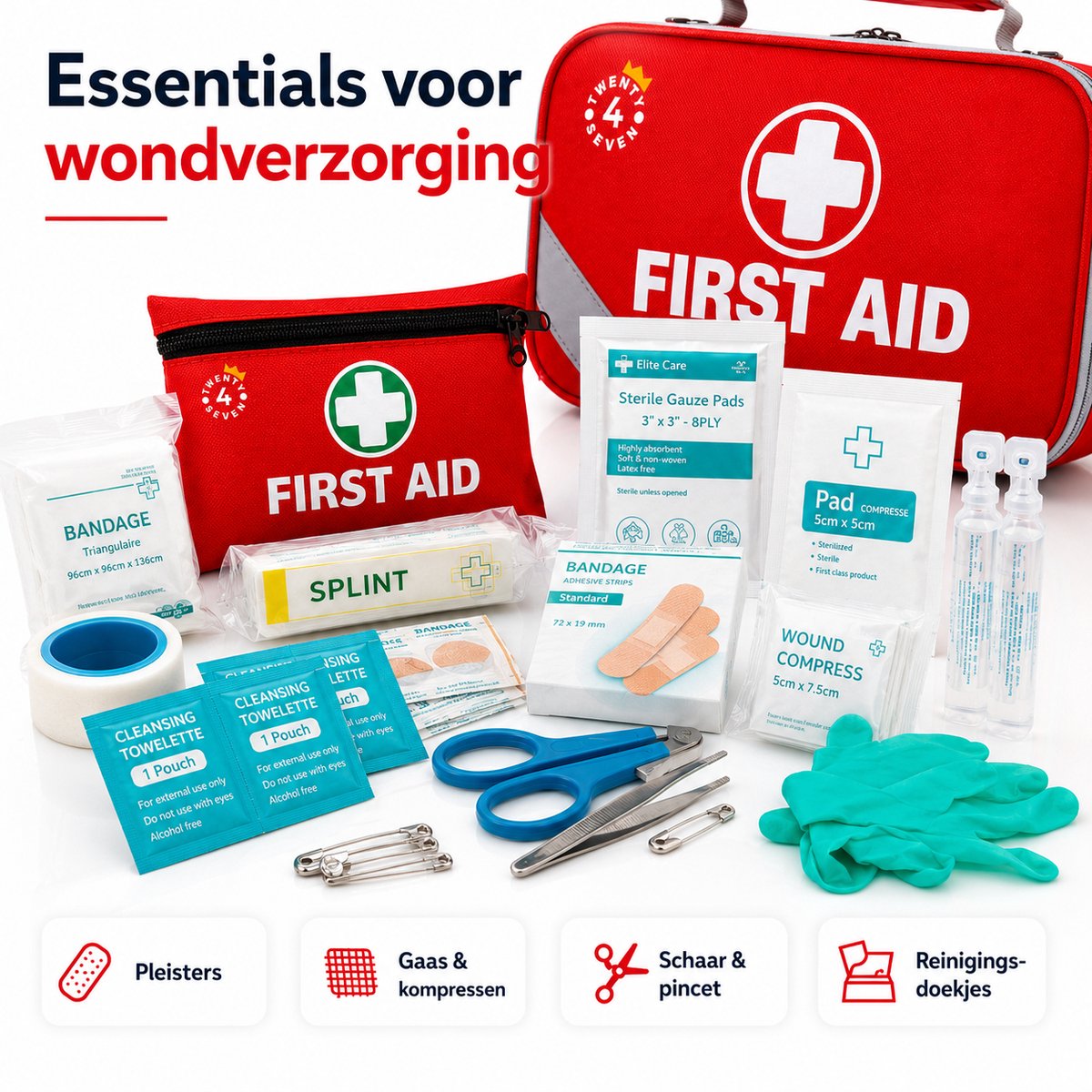 Twenty4seven® EHBO Kit 258 Delig - Verbanddoos & Koffer - Noodpakket met Verband - Draagbaar voor Thuis, Bedrijf, Auto & Op Reis – foto 3