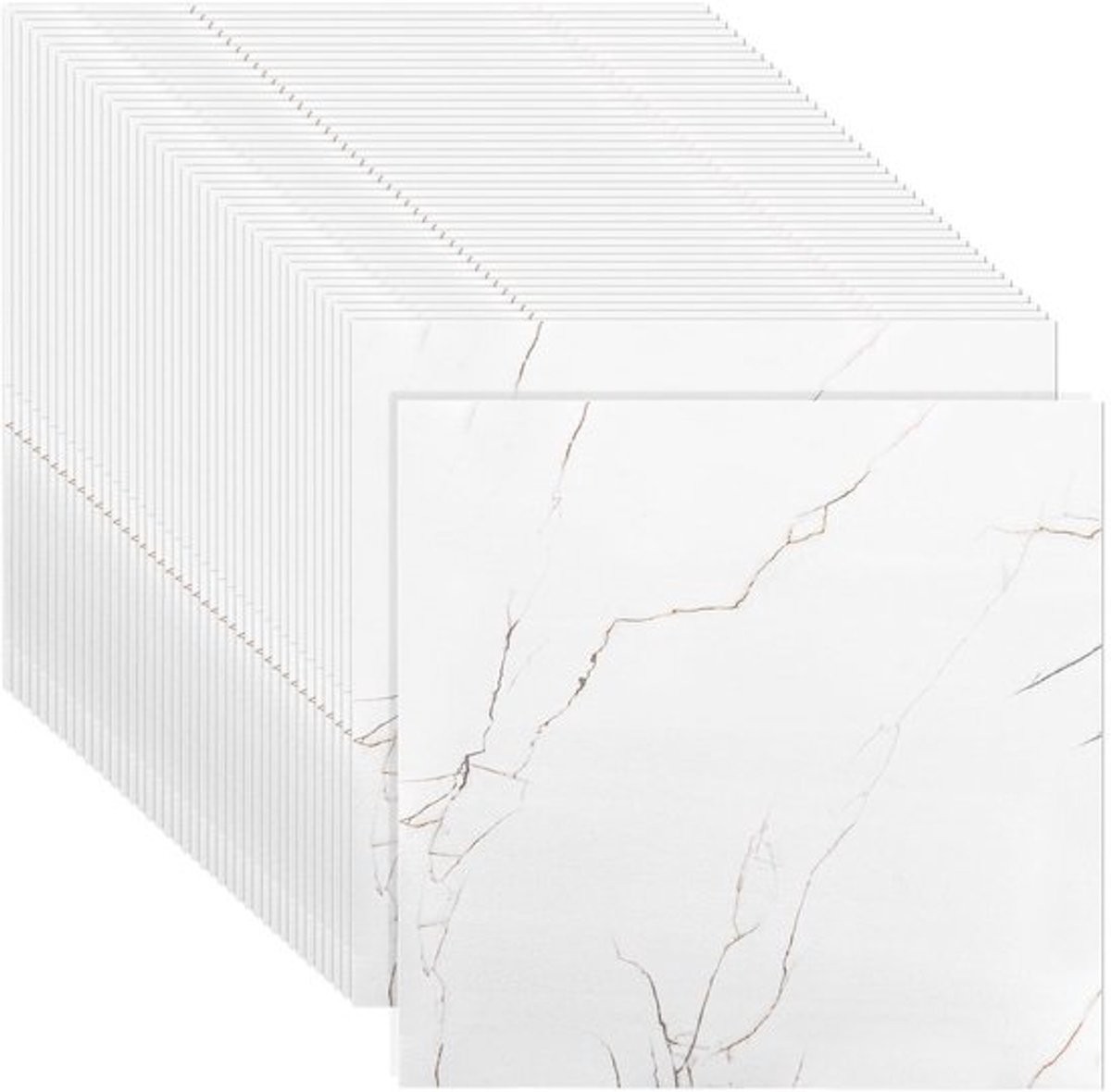Vloertegels Zelfklevend - 40 Stuks - 30 x 30 cm - Waterdicht - Antislip - PVC Vloerbedekking - Wit Gemarmerd - Vinylvloer