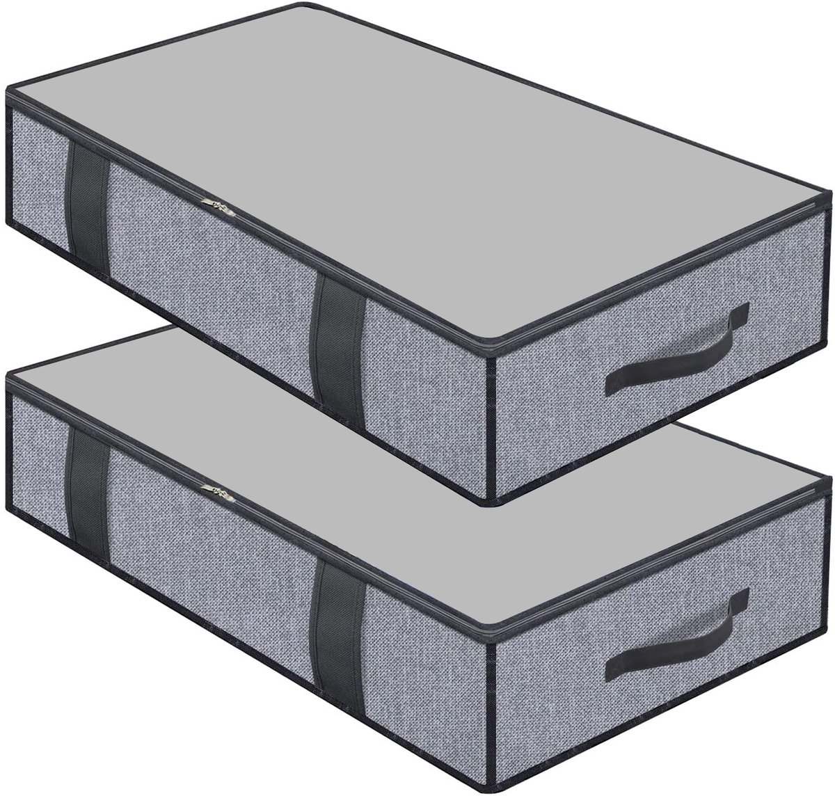 REDOM Onderbed Opbergtas 100 × 50 × 15 cm – Ruimtebesparend & Met Kijkvenster – Kleding en Dekbed Opbergtas voor Slaapkamer – Non-woven – Linnen Grijs