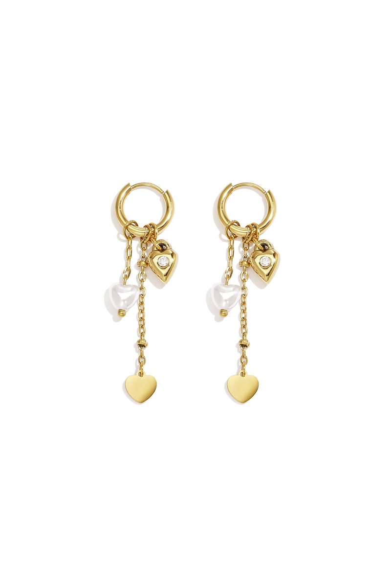 Dora - Hartjes Oorbellen - Goud - Stainless Steel - - Goud