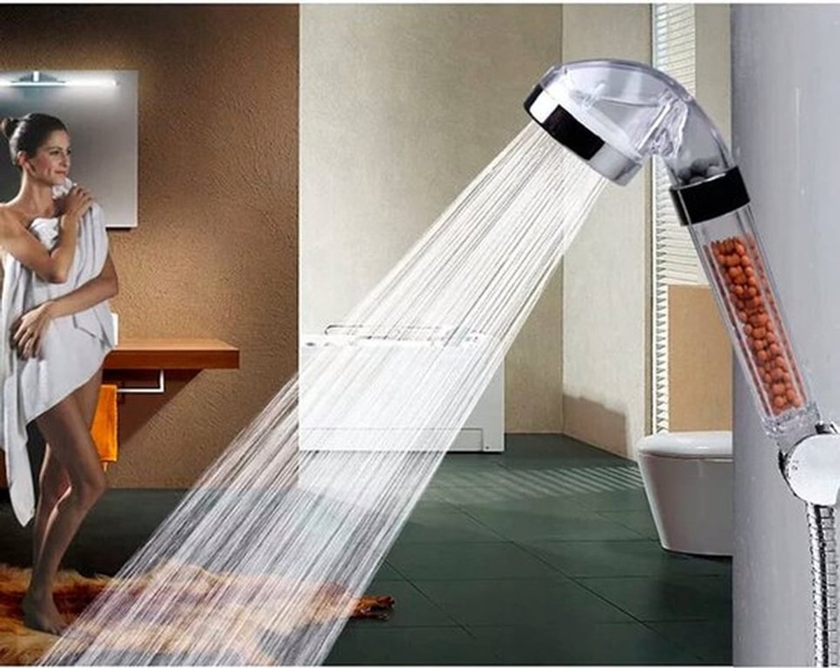 Douchekop - Handdouche - Hoge druk waterbesparend - Verstelbaar - 8 cm diameter - met 3 straalsoorten