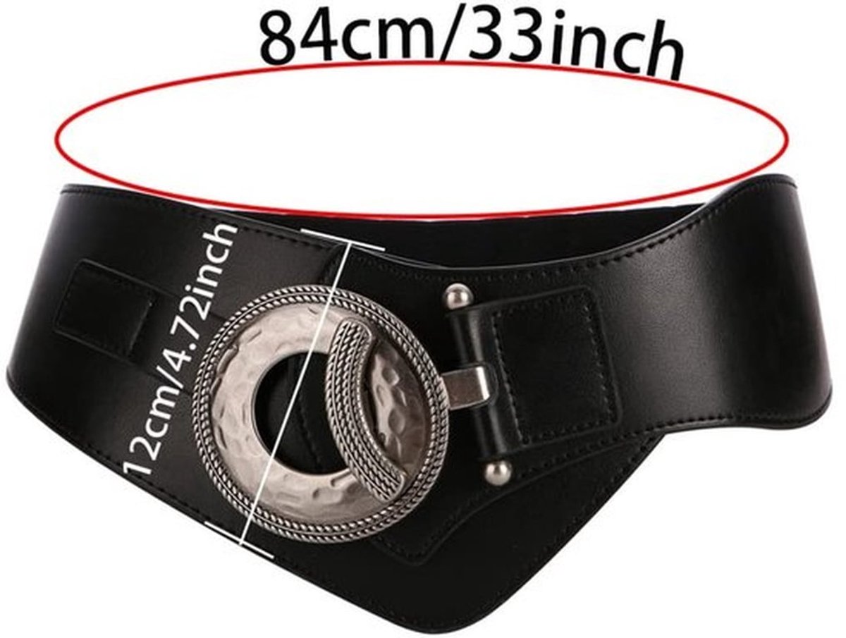 Damesriem Hoogwaardig Rundleer - Brede Tailleband - Modieuze Vintage Riem - Eenvoudig Gespontwerp - Comfortabel en Duurzaam - Afmetingen 84 x 12 x 6 cm