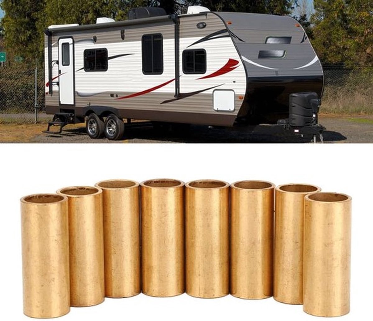 Bladveerbussen 8 Stuks - Vervanging voor Aanhangwagen - Schokabsorptie - Geluidsdemping - Bronsmateriaal - Binnendiameter 9/16 inch - Oogveerbussen