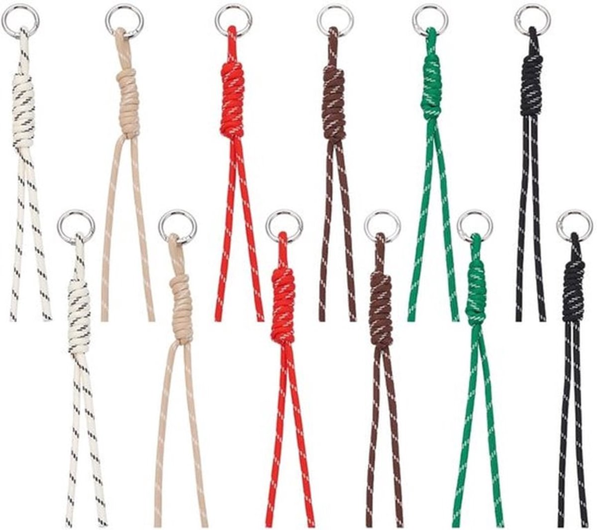 12 Stuks Paracord Tas Charms in 6 Kleuren - Sleutelhanger Accessoires