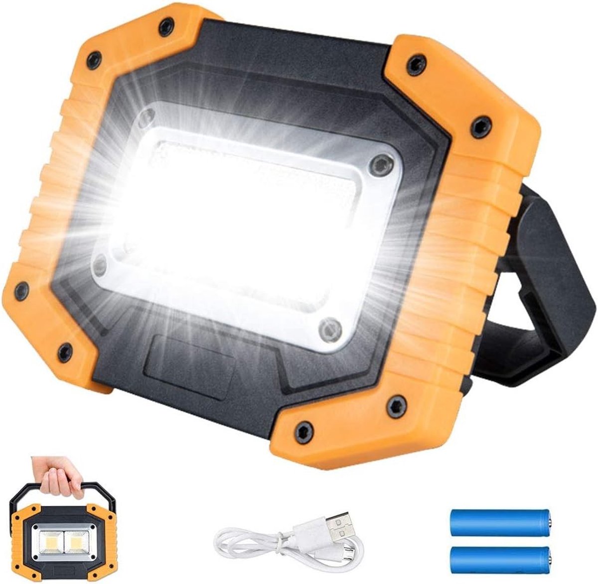Draagbare LED-schijnwerper - Waterdicht - 30W - Oplaadbare campinglamp met 3 Lichtstanden - Voor Buitenactiviteiten