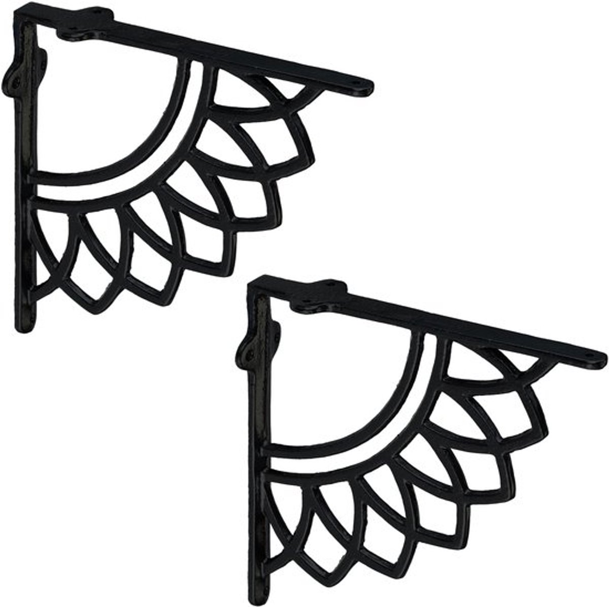 plankdrager - set van 2 - 19 cm - gietijzer - mandala - zwart