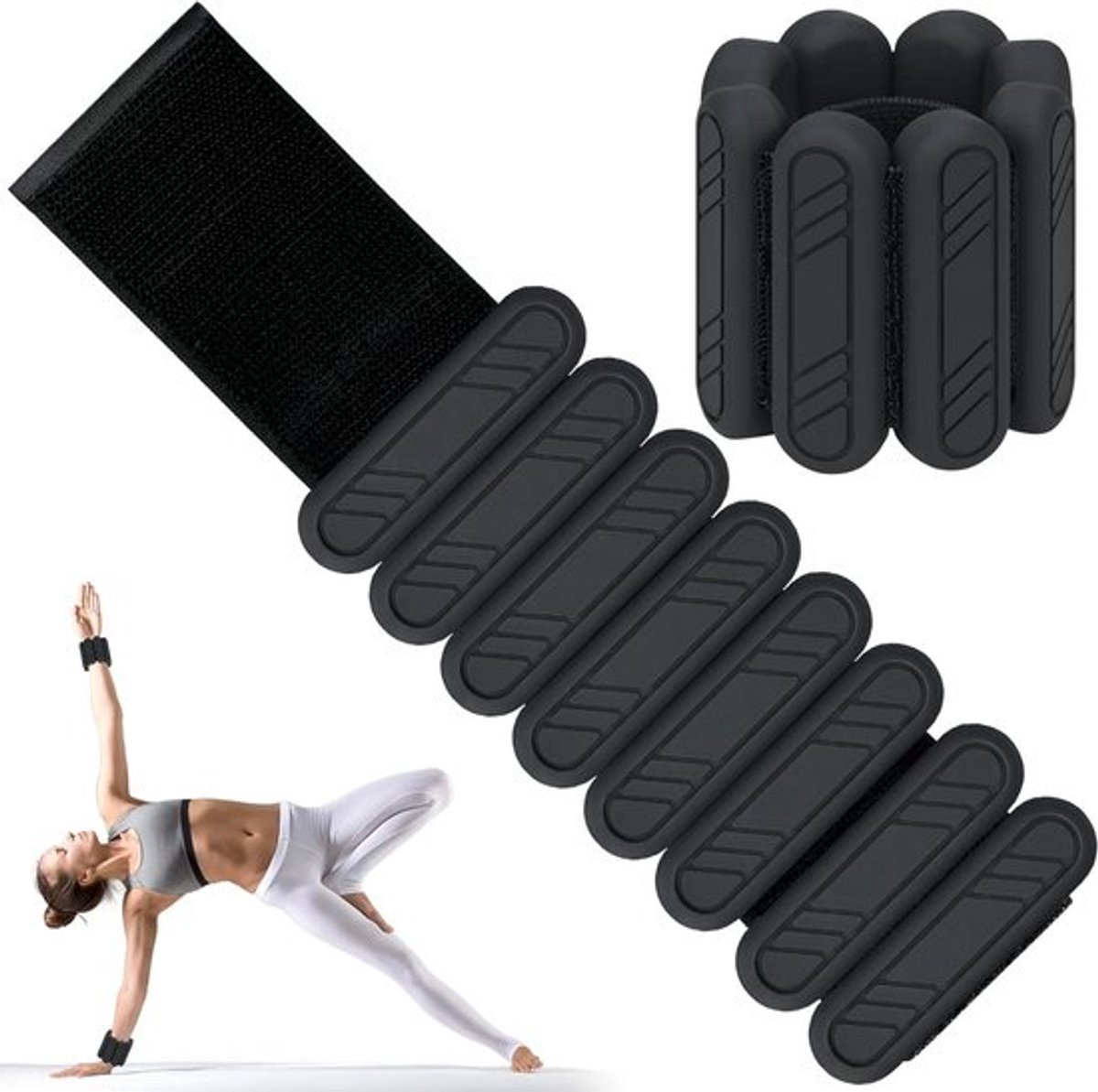 Verstelbare Polsgewichten Set van 2, Ideaal voor Hardlopen, Yoga, Aerobics en Fitness Training (Zwart, 2 x 0.25 kg)
