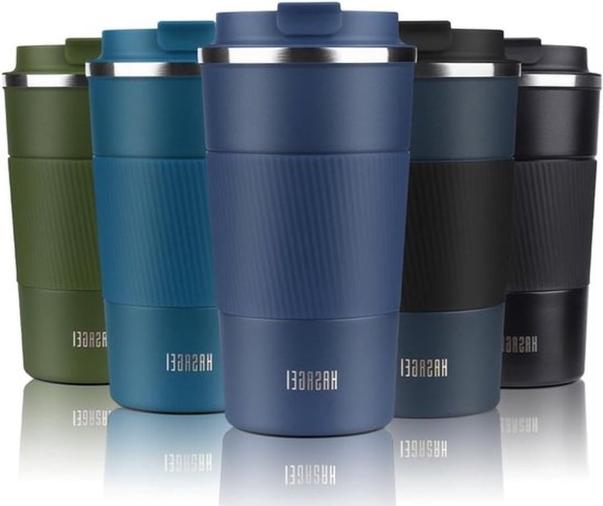 Reisbekertje met Dubbele Wand, Isolerende Koffiemok met Lekvrije Deksel - Vacuüm Geïsoleerd RVS voor Koffie, Thee en Water 510ml/380ml