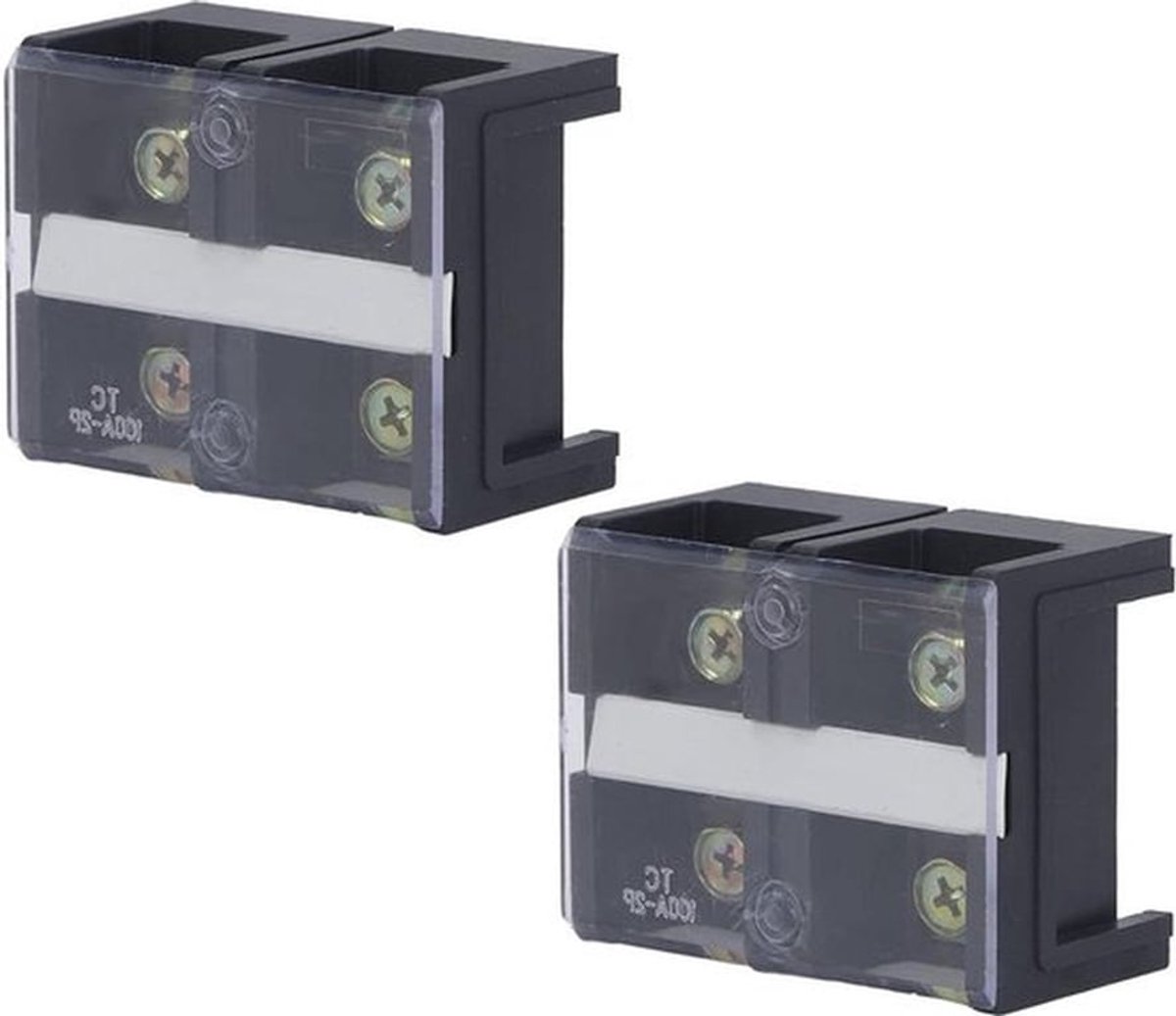 Dubbele Rij Afgedekte Klemmenstrook M6 Schroef 600V 100A - Verlichting Distributiesystemen - 2 posities - 1002