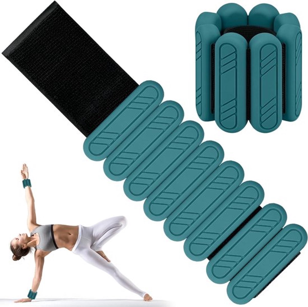 Verstelbare Polsgewichten Set van 2 voor Beweging van Pols en Voet, Ideaal voor Joggen, Yoga en Fitness (Donkergroen, 2 x 1 kg)