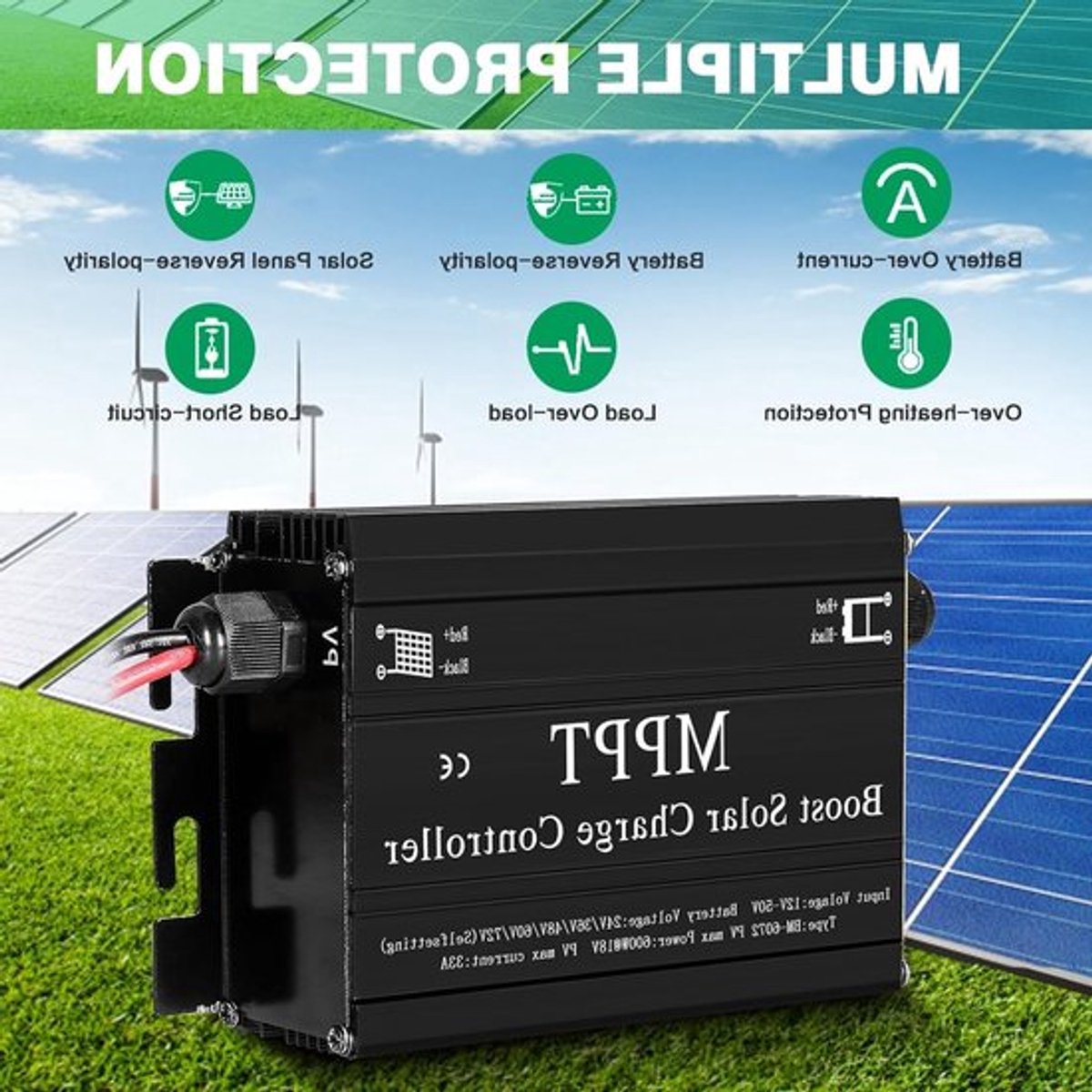 MPPT-Boost Zonne-Laadregelaar 400W voor Elektrische Voertuigen - Spanningsregelaar voor 24V, 36V, 48V, 60V en 72V-systemen met eenvoudige installatie