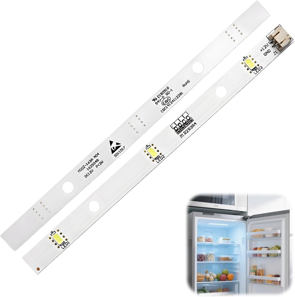 Set van 2 LED Strip Lichten voor Koelkasten - Vervangende Verlichting, Energiezuinig en Helder Koud Wit, Geschikt voor Diverse Modellen