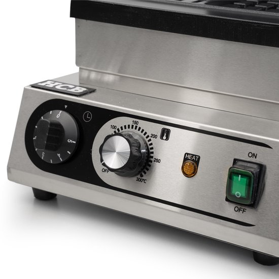 HCB® - Professioneel horeca Wafelijzer voor 2 Luikse wafels - Wafelmaker van RVS / INOX - 38x30x27 cm (DxBxH) - 10 kg - 8681 van HCB — afbeelding 4