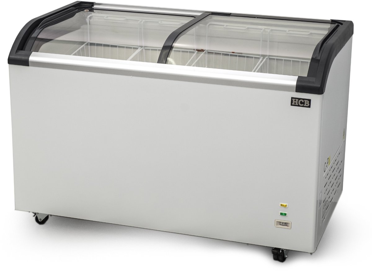HCB® - Professionele Horeca vriezer - Vrieskist met glazen schuifdeksel - 355 liter - 230V - Diepvries koffer - 68x127x85 cm (DxBxH) - 67 kg - 8468