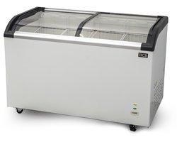 HCB® - Professionele Horeca vriezer - Vrieskist met glazen schuifdeksel - 355 liter - 230V - Diepvries koffer - 68x127x85 cm (DxBxH) - 67 kg - 8468