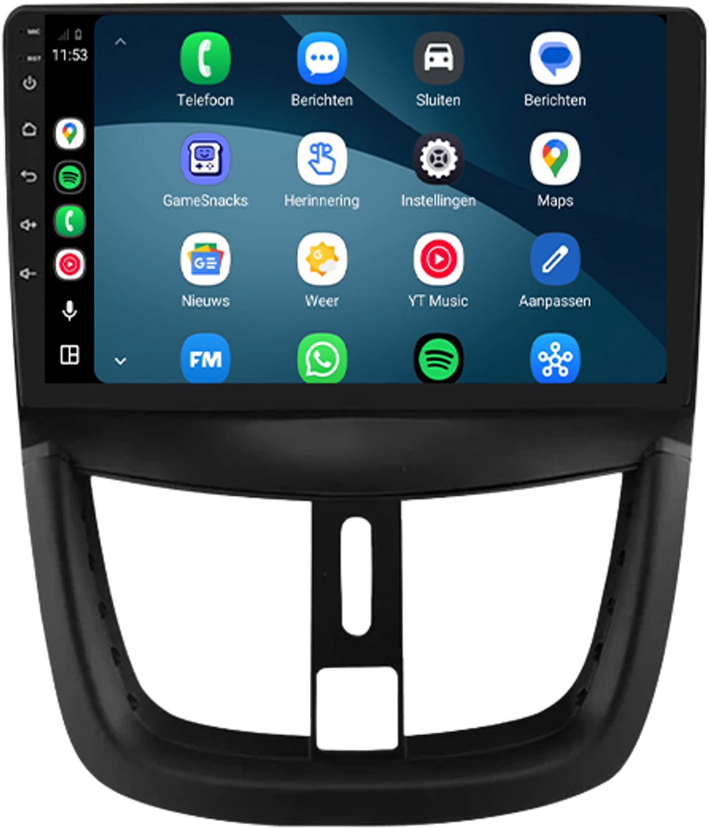 CarPlay autoradio geschikt voor Peugeot 207 | 2006 t/m 2015 | Cartronix CTX-7019 | 2006 2007 2008 2009 2010 2011 2012 2013 2014 2015 | 9 inch | Android 15 | Draadloos Apple CarPlay & Android Auto | 2GB + 32GB | Bluetooth & Wifi