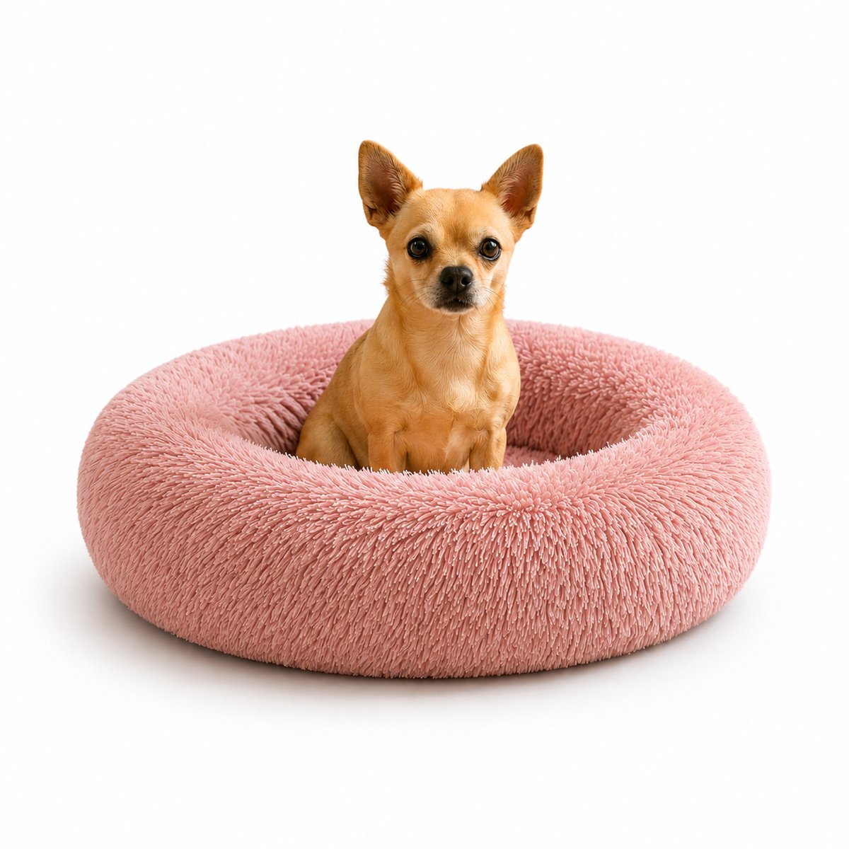 belviona Donut hondenbed, zacht hondenmand, comfortabel & antislip Ø40 cm oudroze