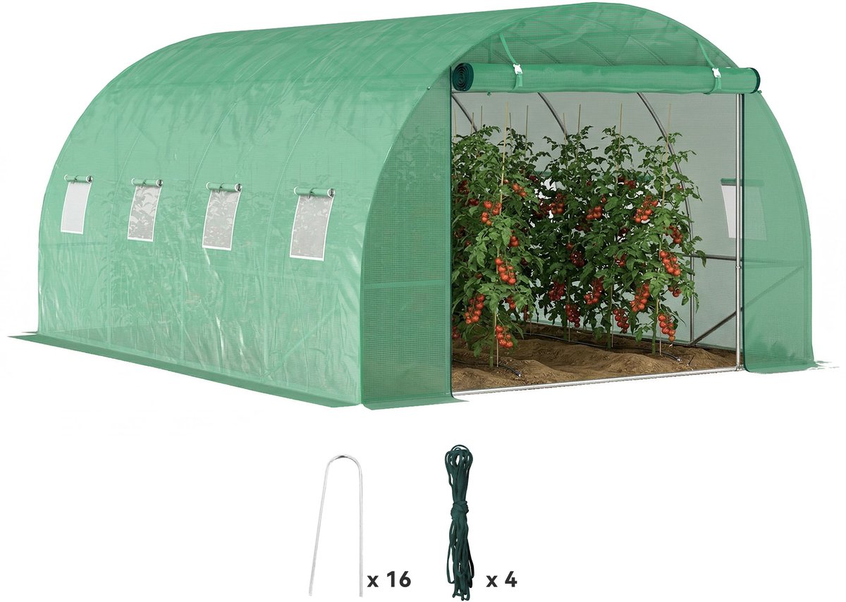 Outsunny Tunnelkas - Gegalvaniseerd staal - 298x398x198cm - Groen