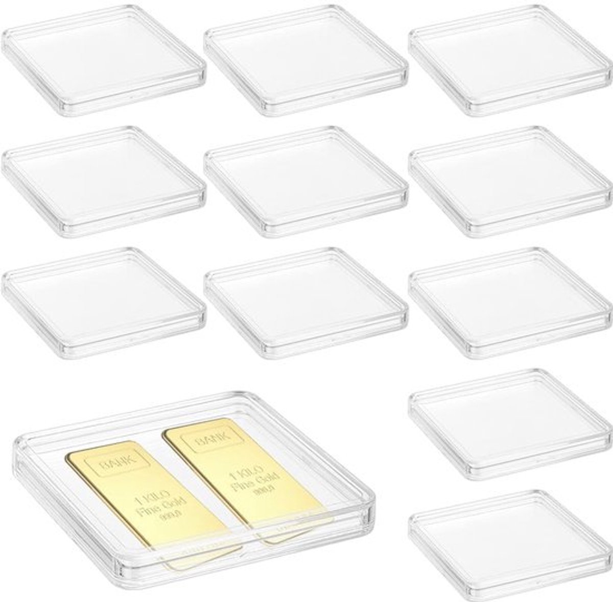 Transparante Opbergdozen - 18 Stuks - Kunststof - 65 x 65 x 8 mm - Met Deksel