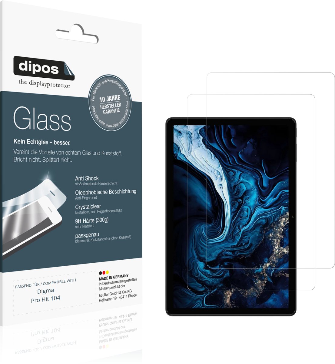 dipos – 2x Pantserfolie geschikt voor Digma Pro Hit 104 | 9H Screenprotector