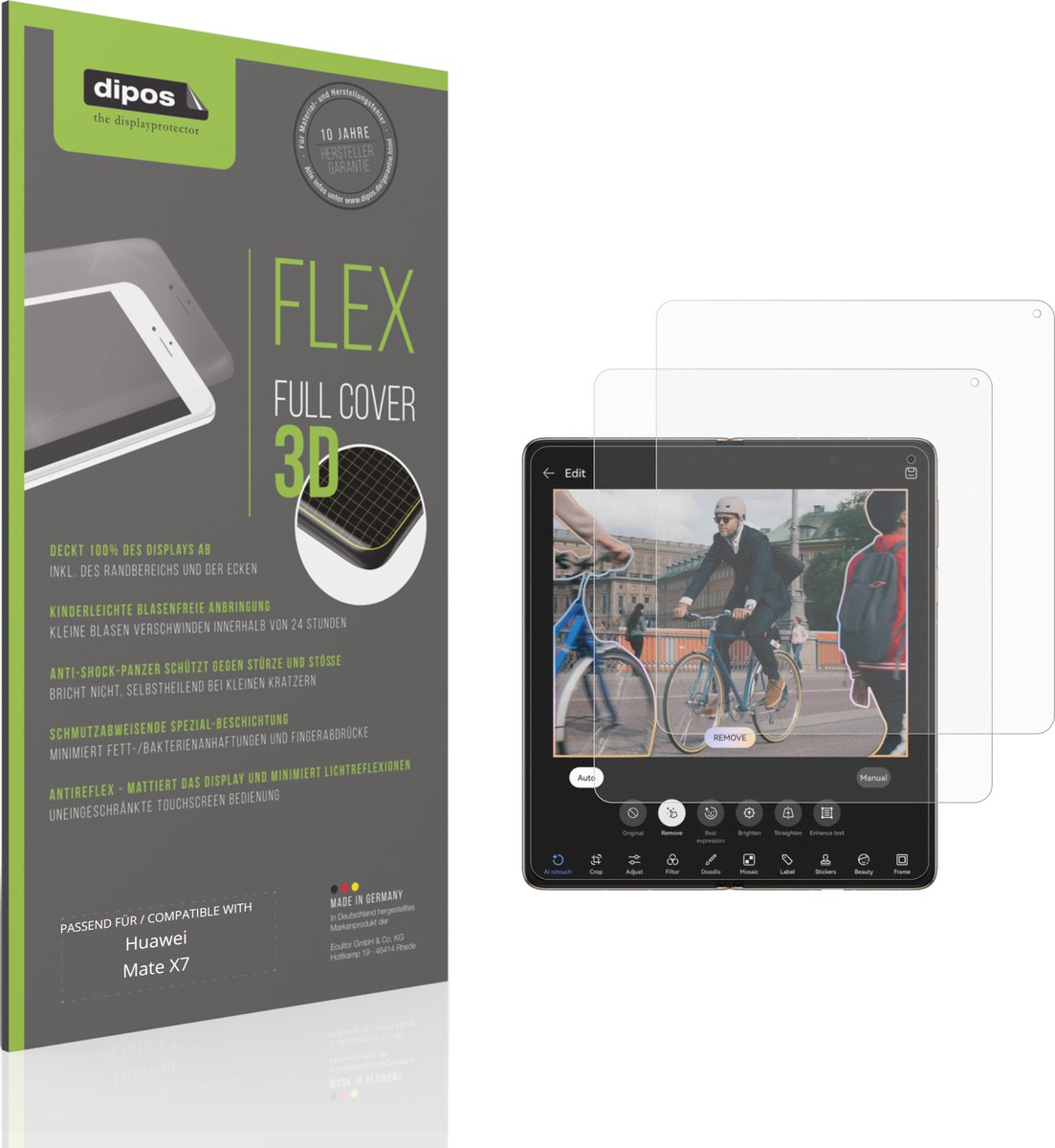 dipos FLEX – 2x Matte Screenprotector geschikt voor Huawei Mate X7 Innenseite | Volledige Schermbescherming | Case-Friendly