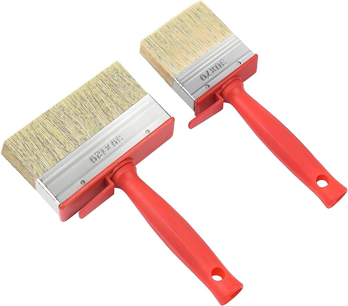 Set van 2 Verfkwasten voor Muur en Plafond, 30mm x 70mm en 30mm x 120mm, Geschikt voor Water- en Olieverf, Ideaal voor Hout en Beton Decoratie