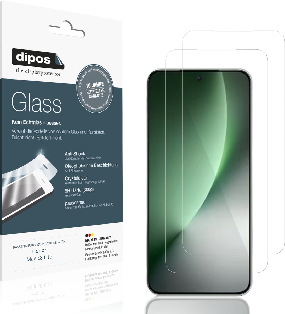 dipos – 2x Pantserfolie geschikt voor Honor Magic8 Lite | 9H Screenprotector