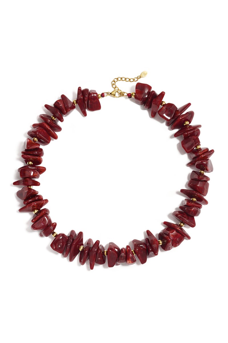 Acryl Kralenketting met Onregelmatige Vorm – Simple Series - Rood