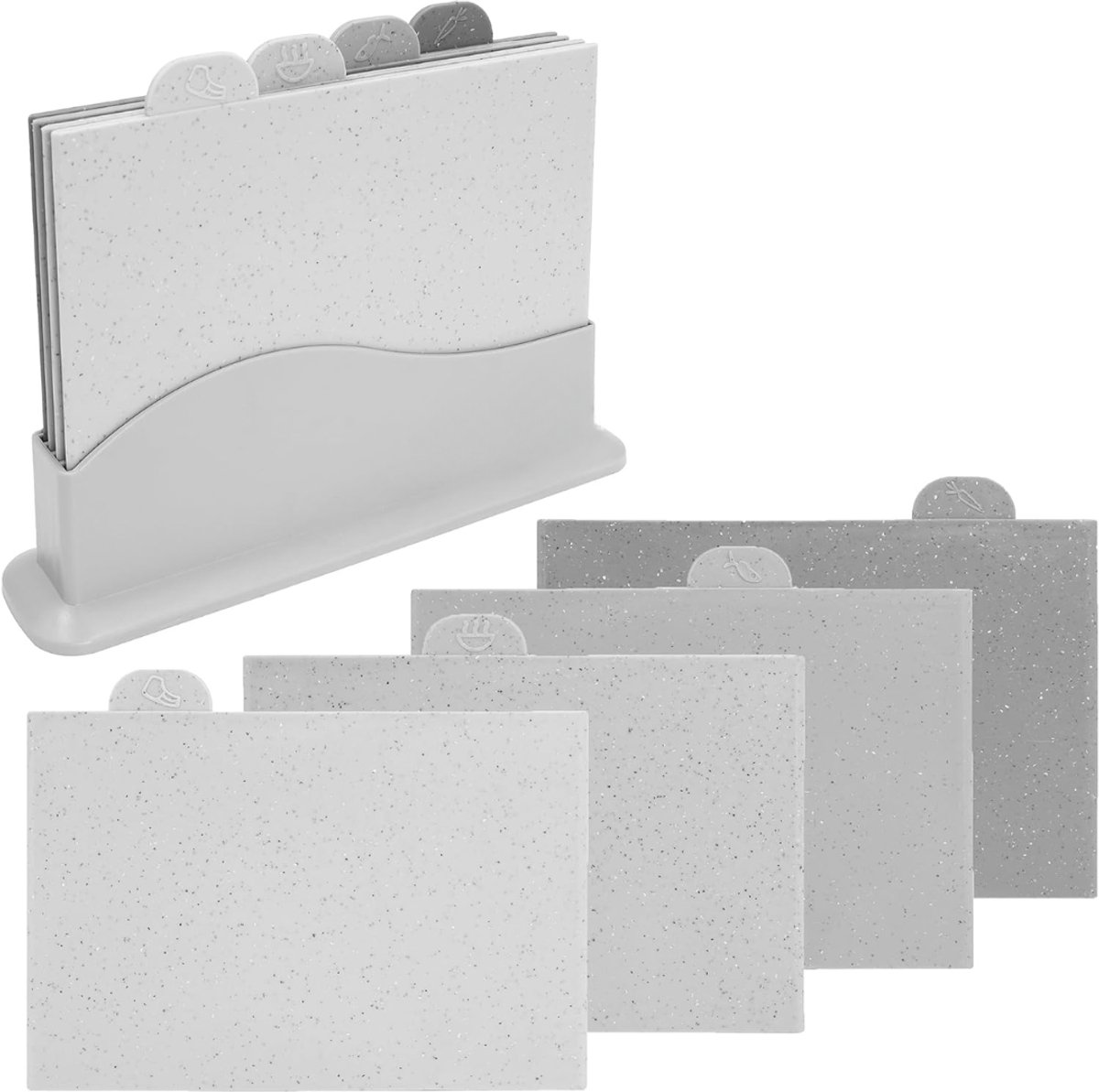 Lìon® Snijplankenset - Vaatwasserbestendig - Snijplankenset met Houder - Grijs - 31cm x 7cm x 22cm