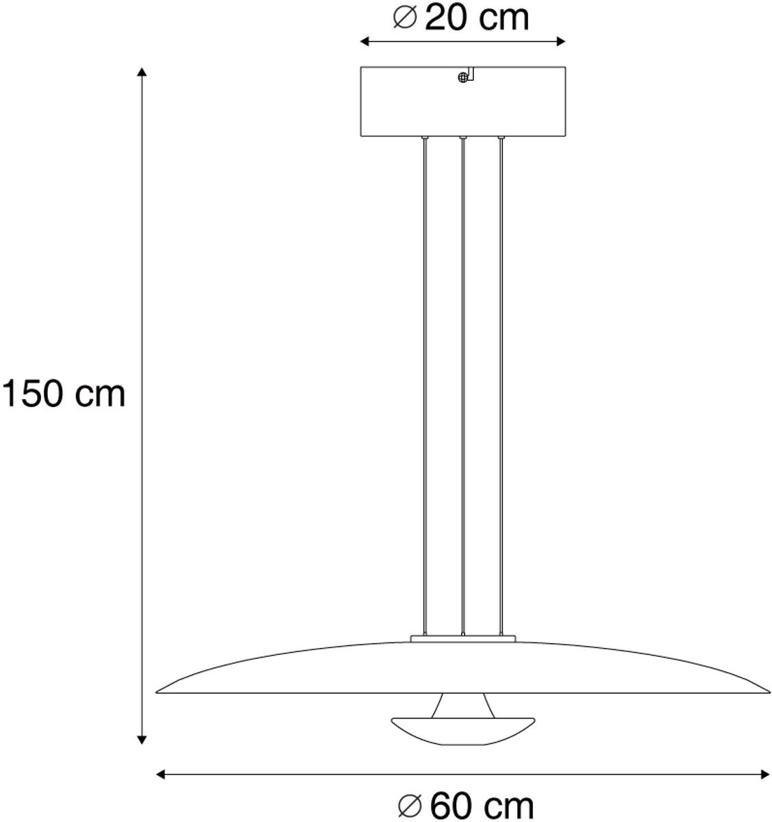 Qazqa eettafel led moderne hanglamp - Smith - zwart, rond, dimbaar, 60cm, ideaal als eettafellamp en woonkamer lamp