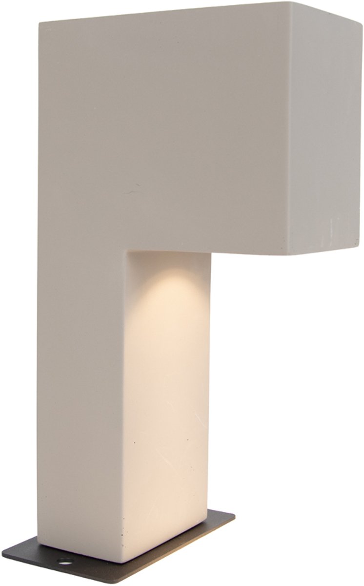 Qazqa moderne sokkellamp, padverlichting, buitenlamp voor in de tuin - Pompei - grijs, max. 10W, geschikt voor led, 35cm, IP44, rechthoekig