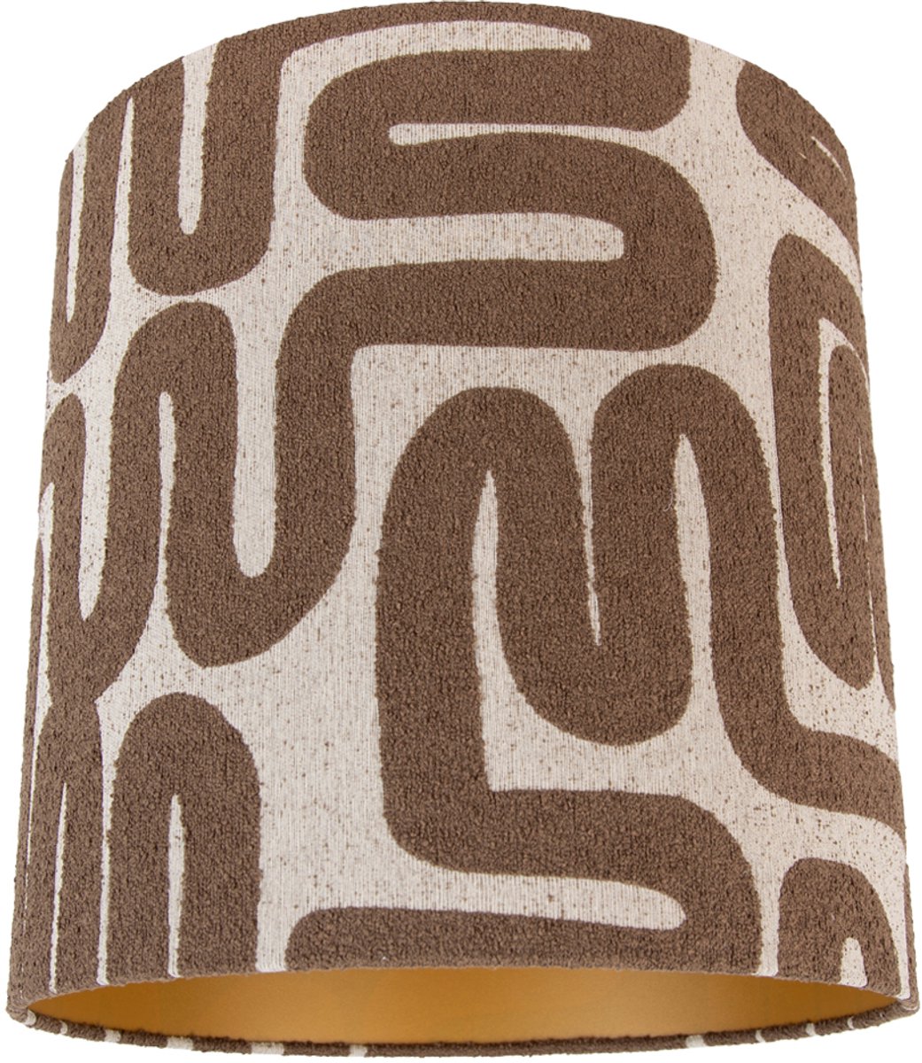 Qazqa moderne Lampenkap - Cilinder Bruin Beige - bruin, rond, diameter 40 centimeter