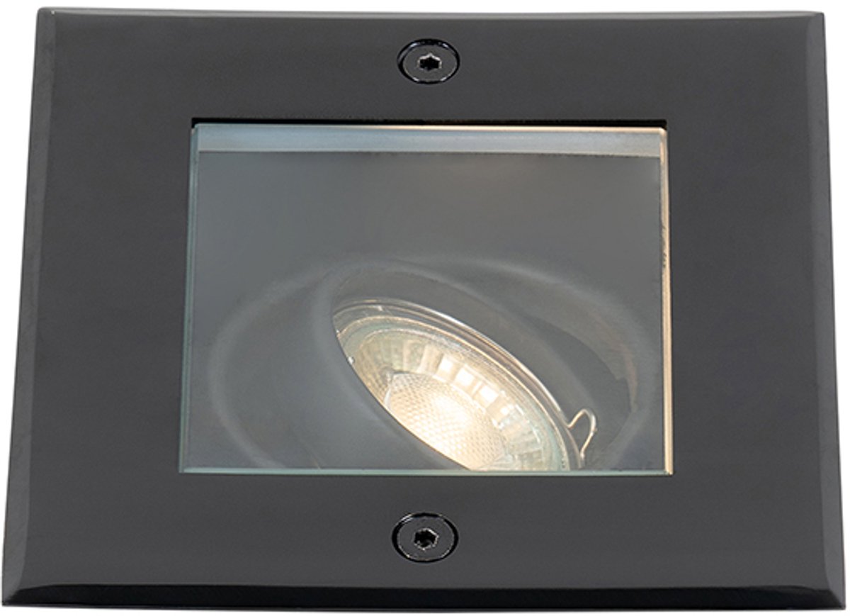 Qazqa moderne grondspot voor in de tuin - 106901 - zwart, max. 50W, geschikt voor led, 13cm, IP65, vierkant, in set van 4.