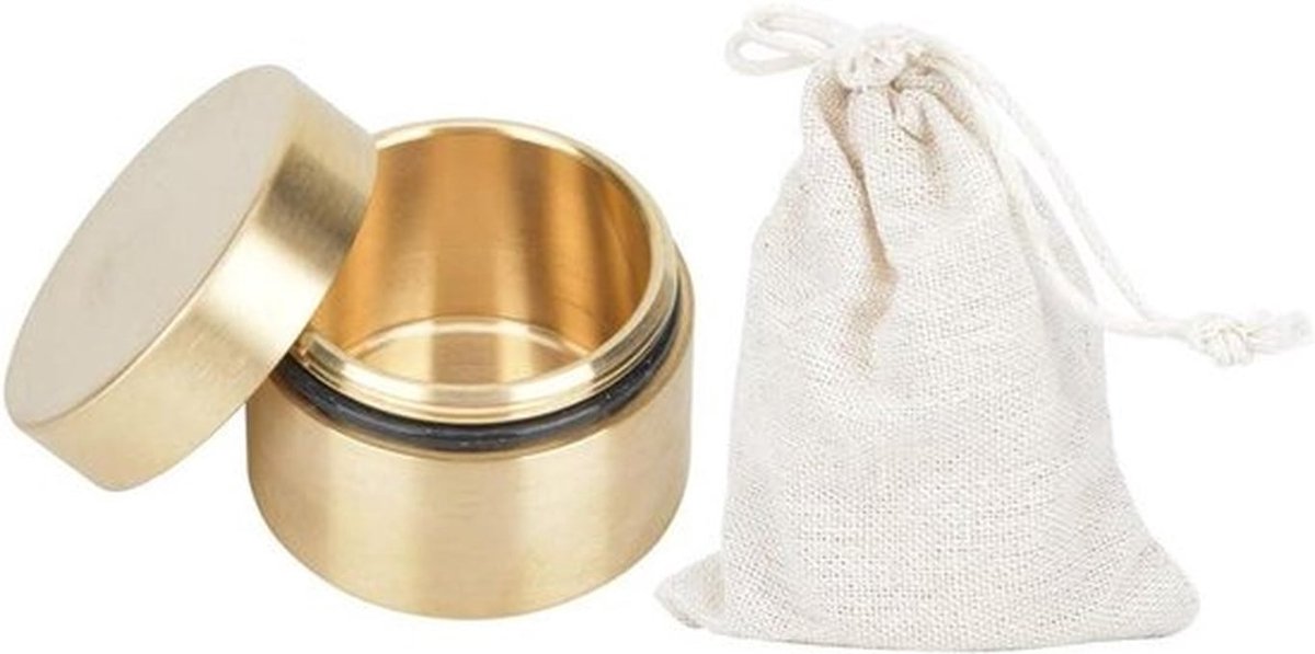Ronde opbergdoos - Pillendoosje - Waterdicht - Messing - Container - Outdoor - Lekvrij - Mini-accessoires - Buiten reizen - Klein - Geschikt voor - Waterdichte container - Messing model - Volledig verzegelde opbergdoos voor buitenreizen.