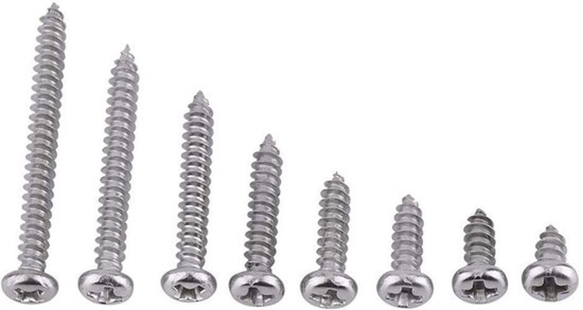 - RVS Schroeven Assortiment - Zelftappende - Ronde Kop - Houtschroeven - Assortiment voor klussen - Roestvrijstaal - Geschikt voor DIY projecten - Zelftappende schroeven - 200 stuks - Philips M3.