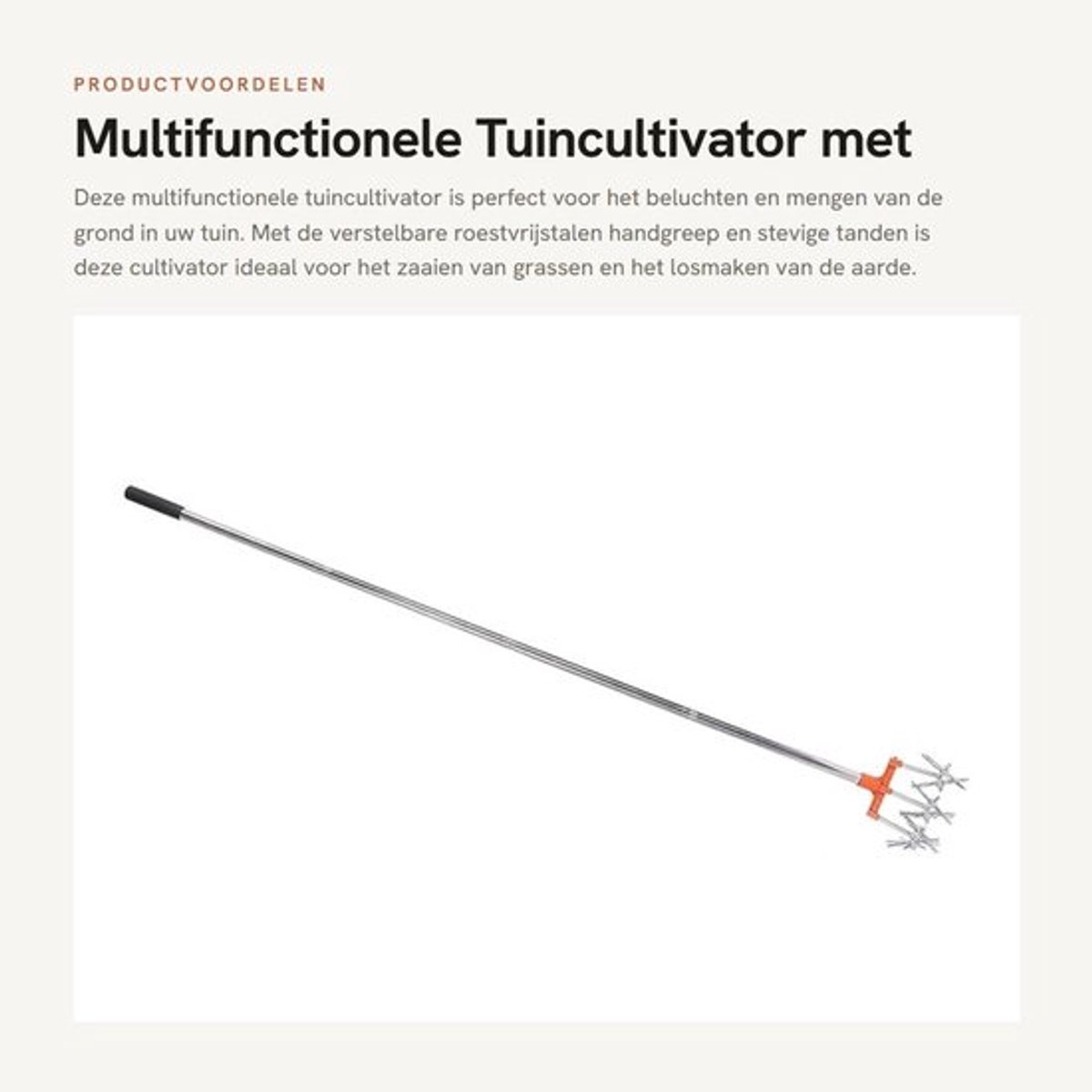 Tiltrotator Multifunctioneel - Handgereedschap - Tuingereedschap - 3 Verwisselbare Waaiers - Verstelbare Roestvrijstalen Handgreep - Lichtgewicht en Stevige Tanden - Tuincultivator
