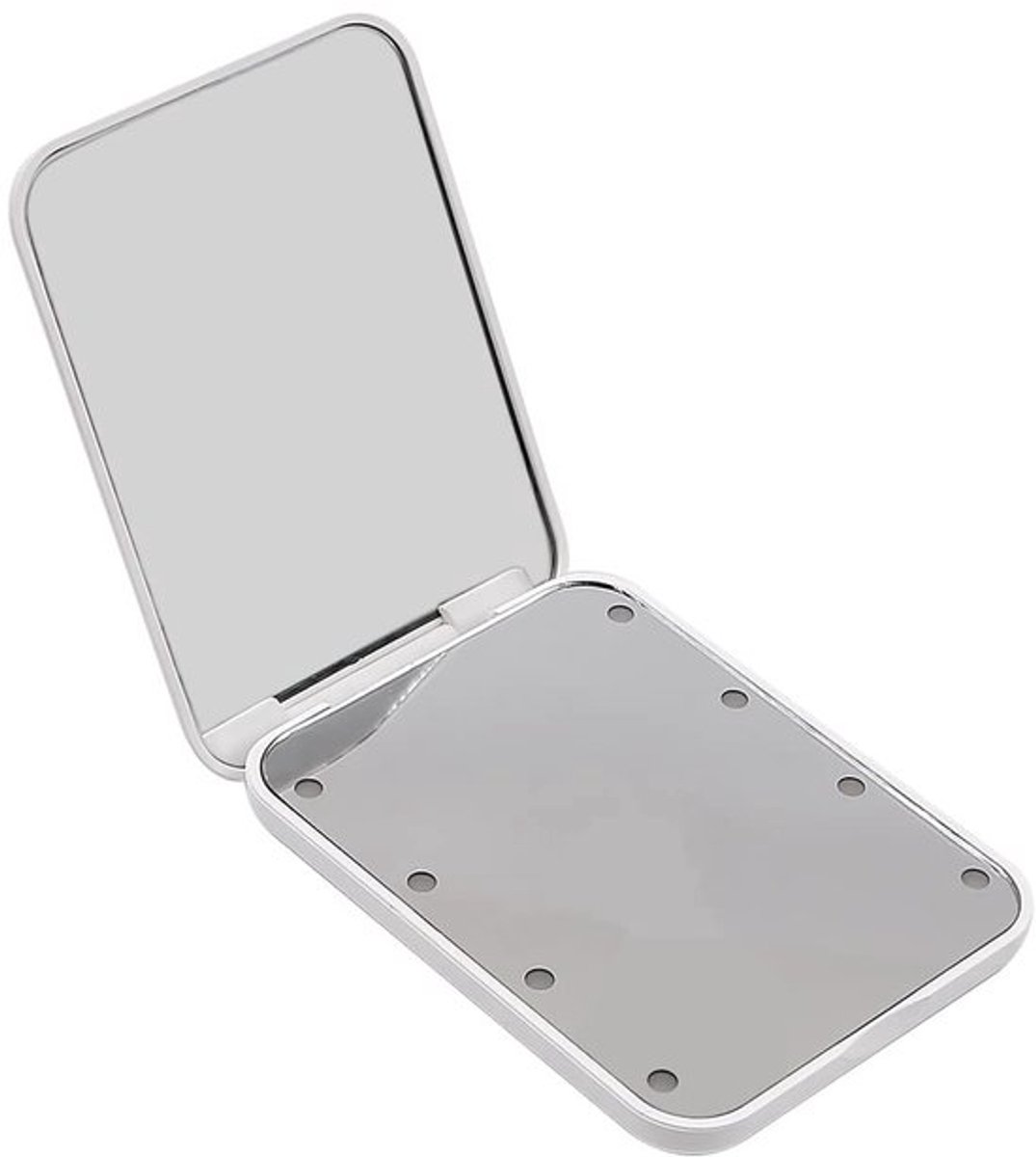 Mini LED Zakspiegel Compact Opvouwbaar Dubbelzijdig Wit