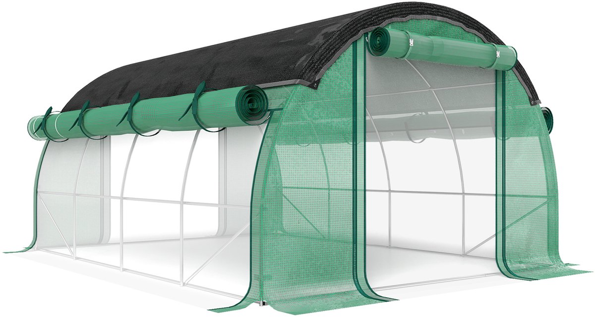 Kunststof - staal – Groen – 400 L x 300 B x 200 H cm – Folietunnel – Groen