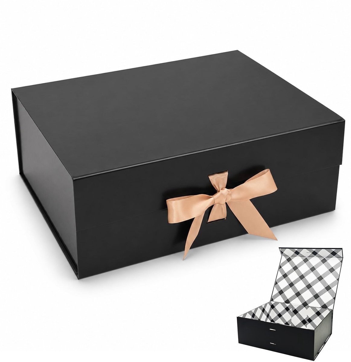 Solidchoice - Zwarte Grote Cadeaubox met Magnetische Deksel, 33.5 x 27 x 12.5 cm