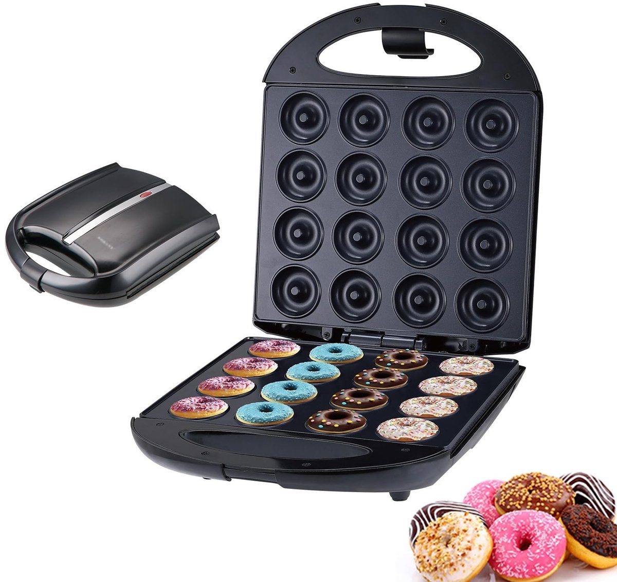 Solidchoice - Donut Machine 1400W met 16 Holes en Antiaanbaklaag