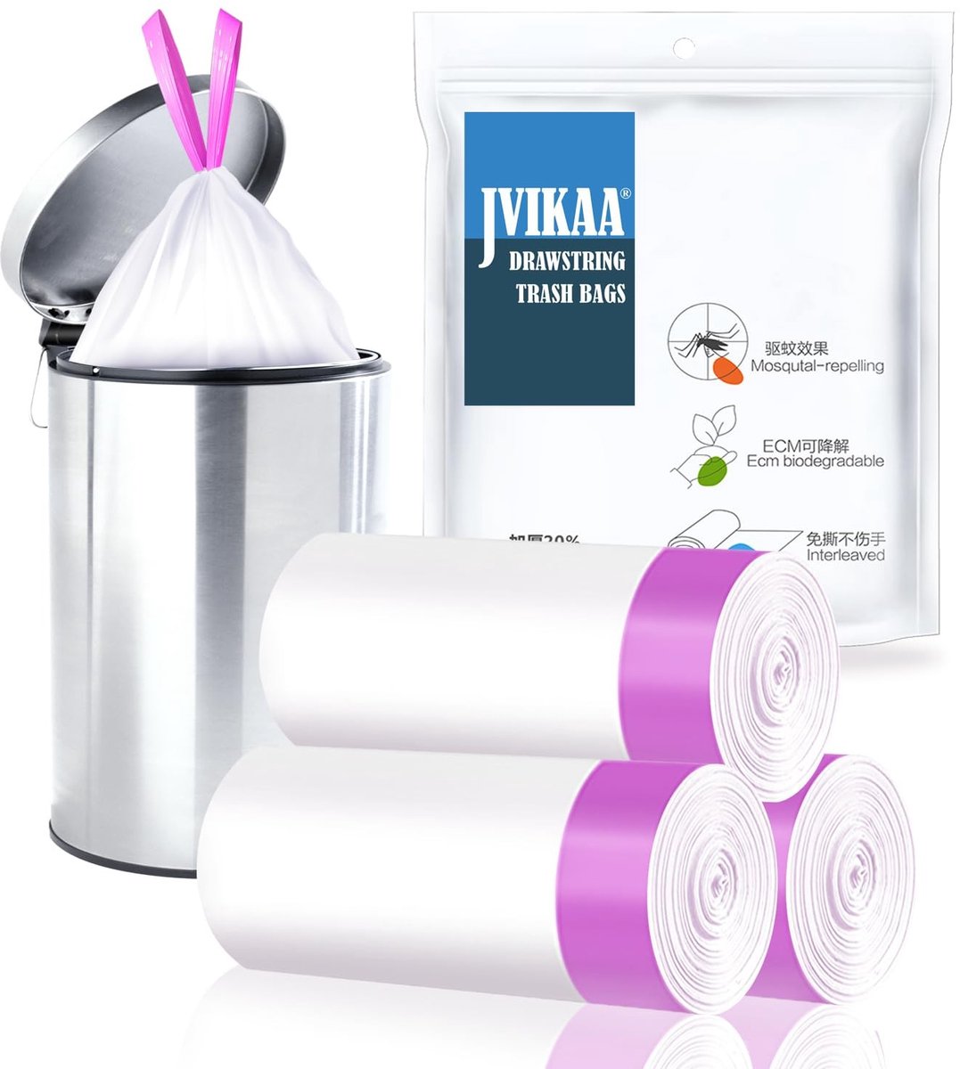 Solidchoice - 10L Biologisch Afbreekbare Vuilniszakken met Trekband, 51 Stuks