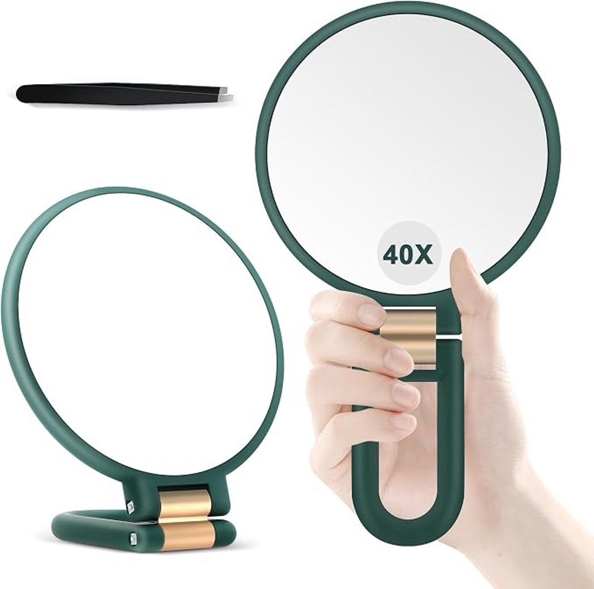 40x Vergrootspiegel Groen - 3-in-1 Hand-, Tafel- en Hangspiegel