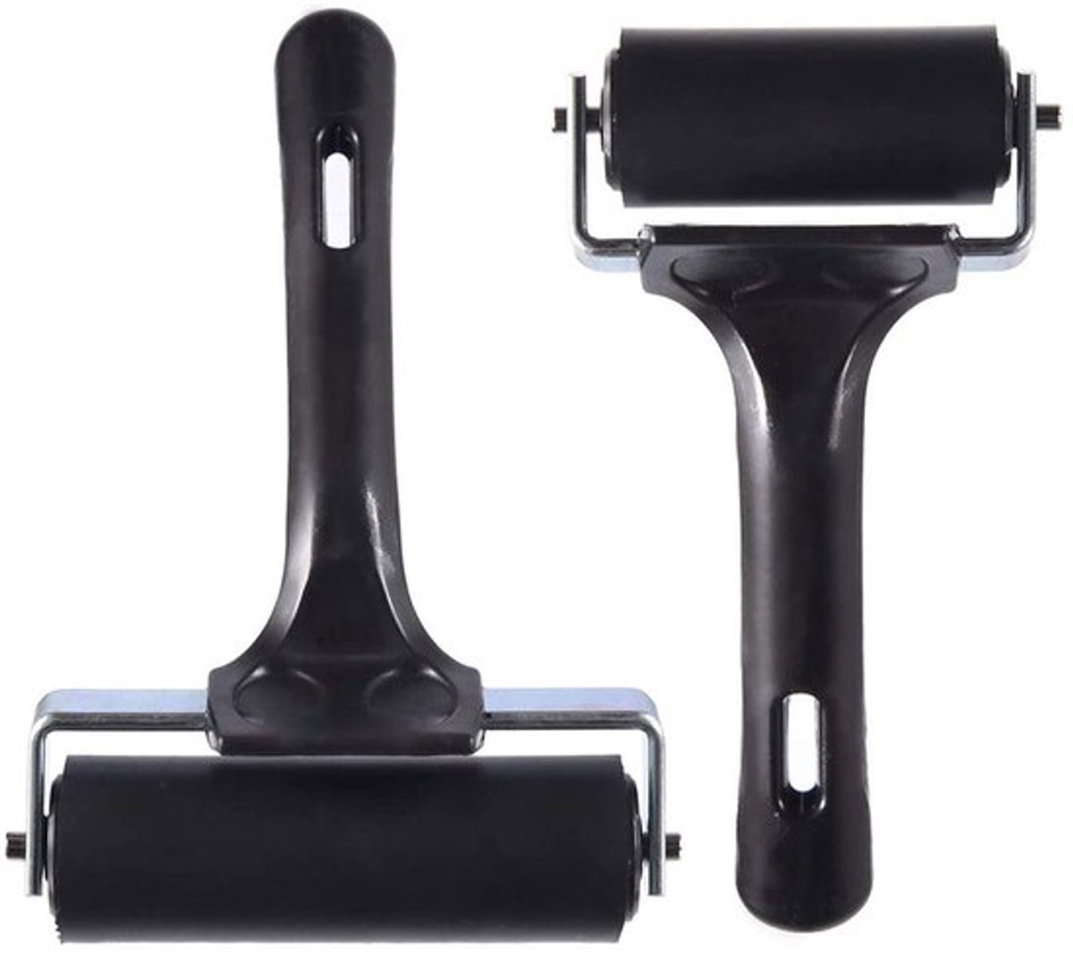 Brayer-rollers set van 2 - Efficiënt verf gereedschap - Rubber roller voor drukkunst - stempelen - handroller - compact en lichtgewicht