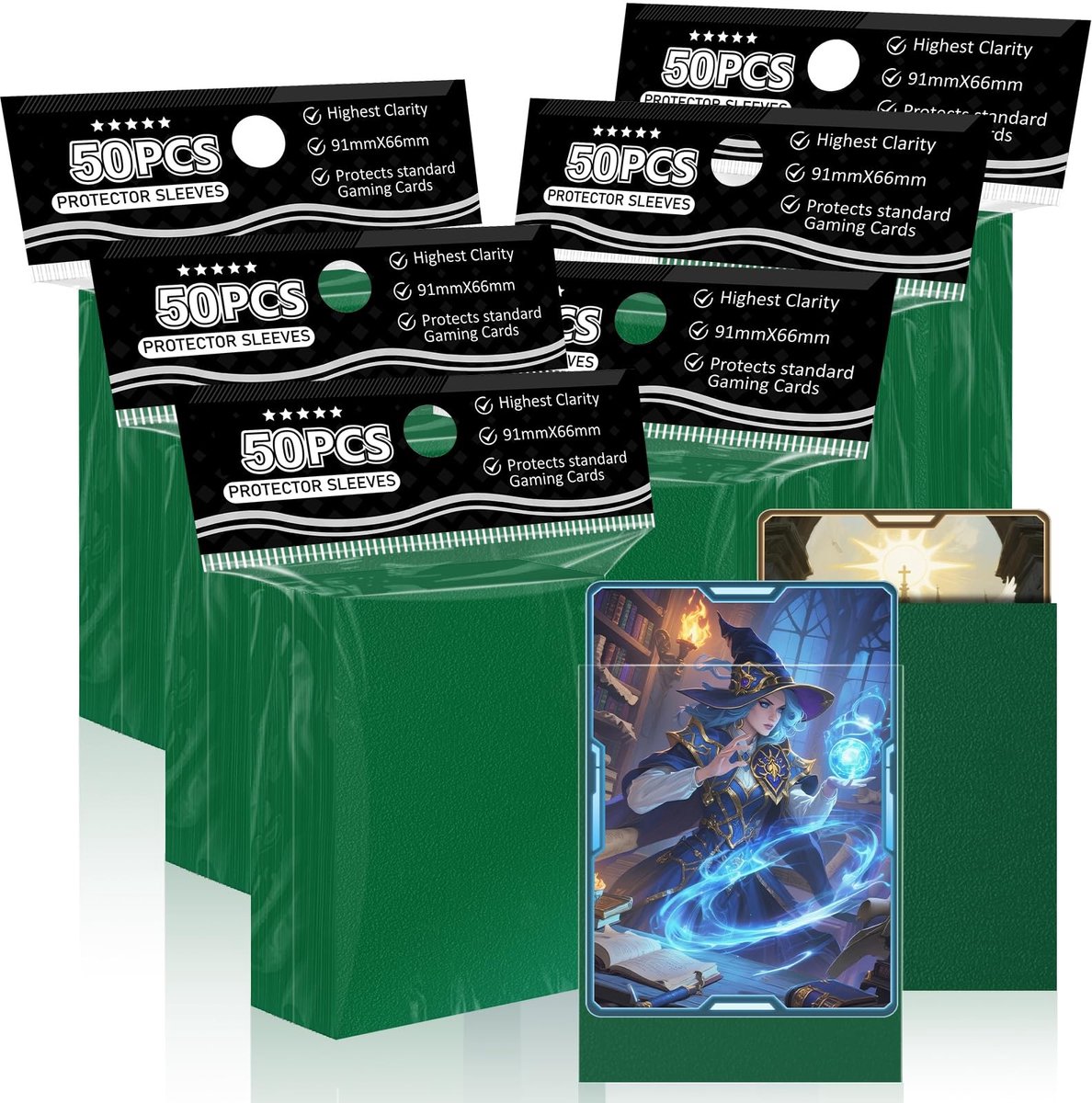 Solidchoice - 300 Stuks Groene Kaartbeschermers voor Trading Cards