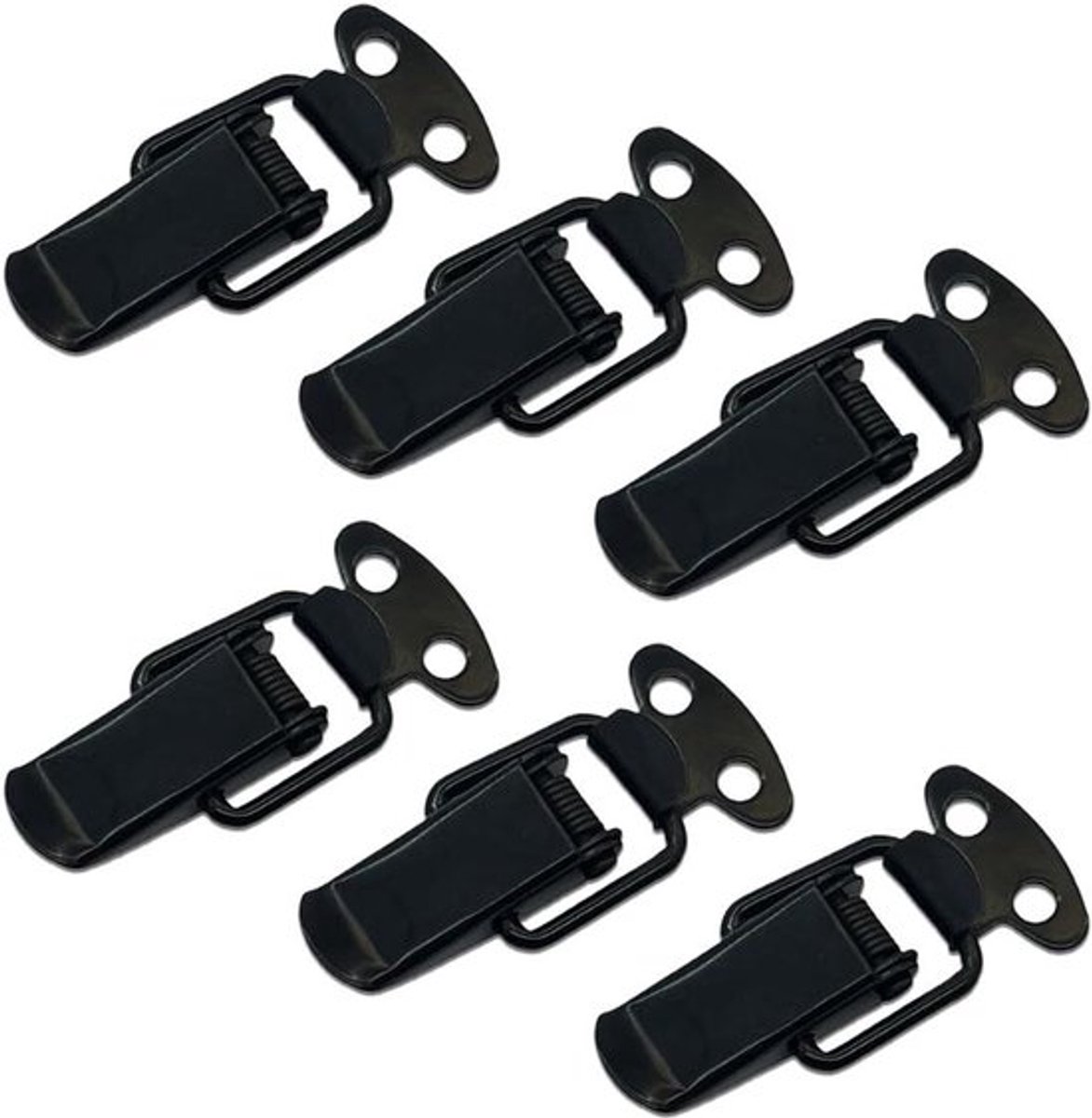 - Veilig kastslot - Hefboomsluiting - 6 stuks - Zwart - Steekplank voor dozen - Geschikt voor koffer, gereedschapskist, lade, kast (45,7 x 20,5 mm)