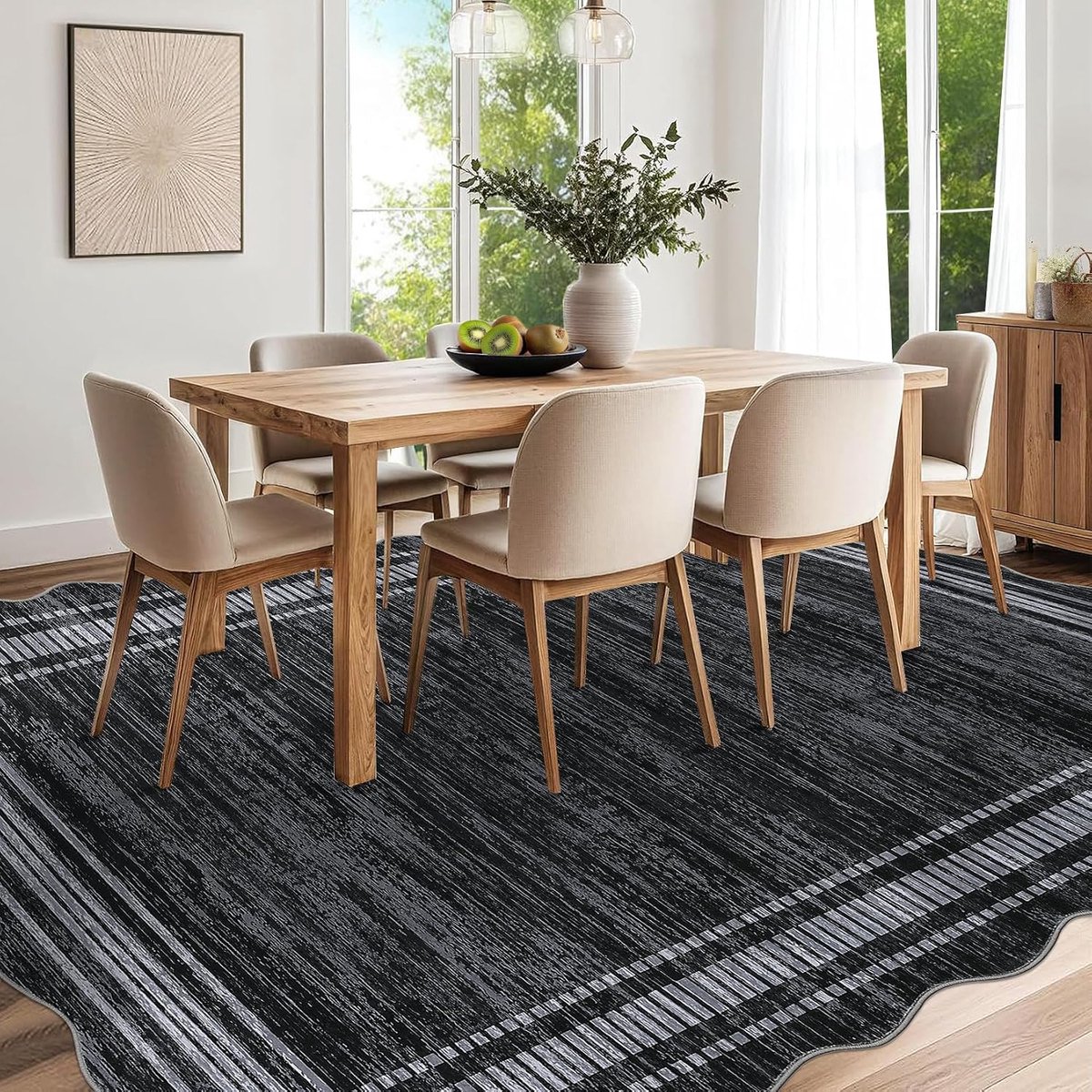 Fluwelen Vloerkleed 200x290 cm Zwart - Wasbaar en Opvouwbaar; 1200 gsm Polyester