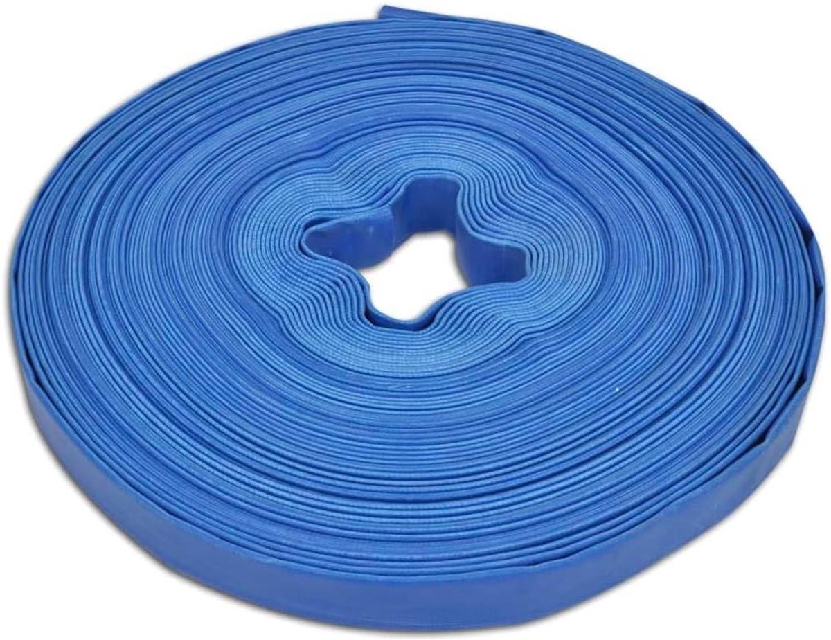 Platte Slang - Tuinslang PVC - Water Transport - Versterkt met Polyester - 100 meter 1 inch - Blauw