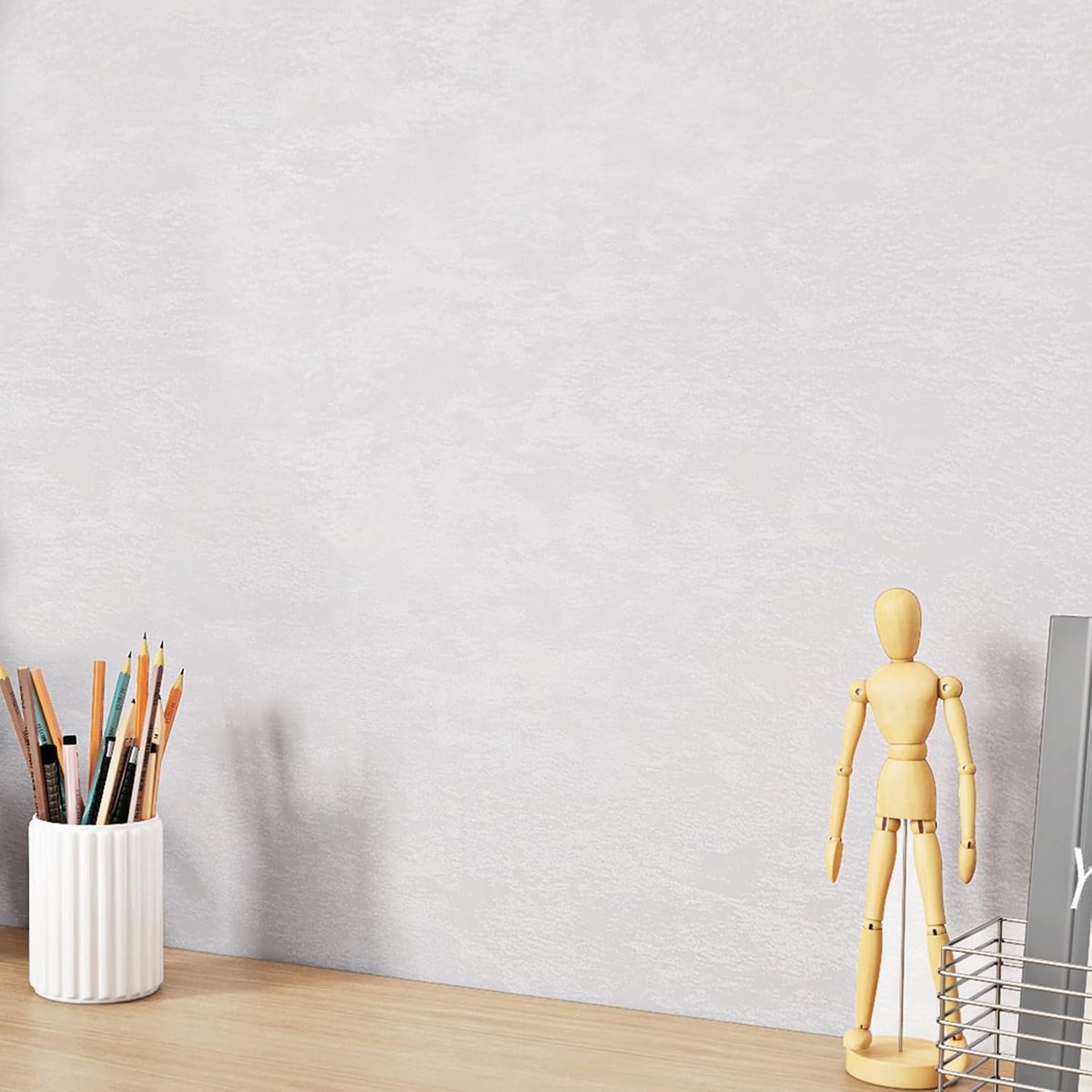 Behang beton zelfklevend 60 cm x 400 cm | Zelfklevend behang, wit, rol zelfklevende folie voor meubels, keuken, wasbaar, vinyl, voor muur, kantoor, entree, restaurant